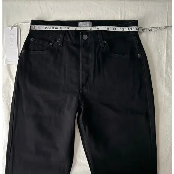 New Boyish Tommy High Rise Straight Jeans in Black Beauty Size 26